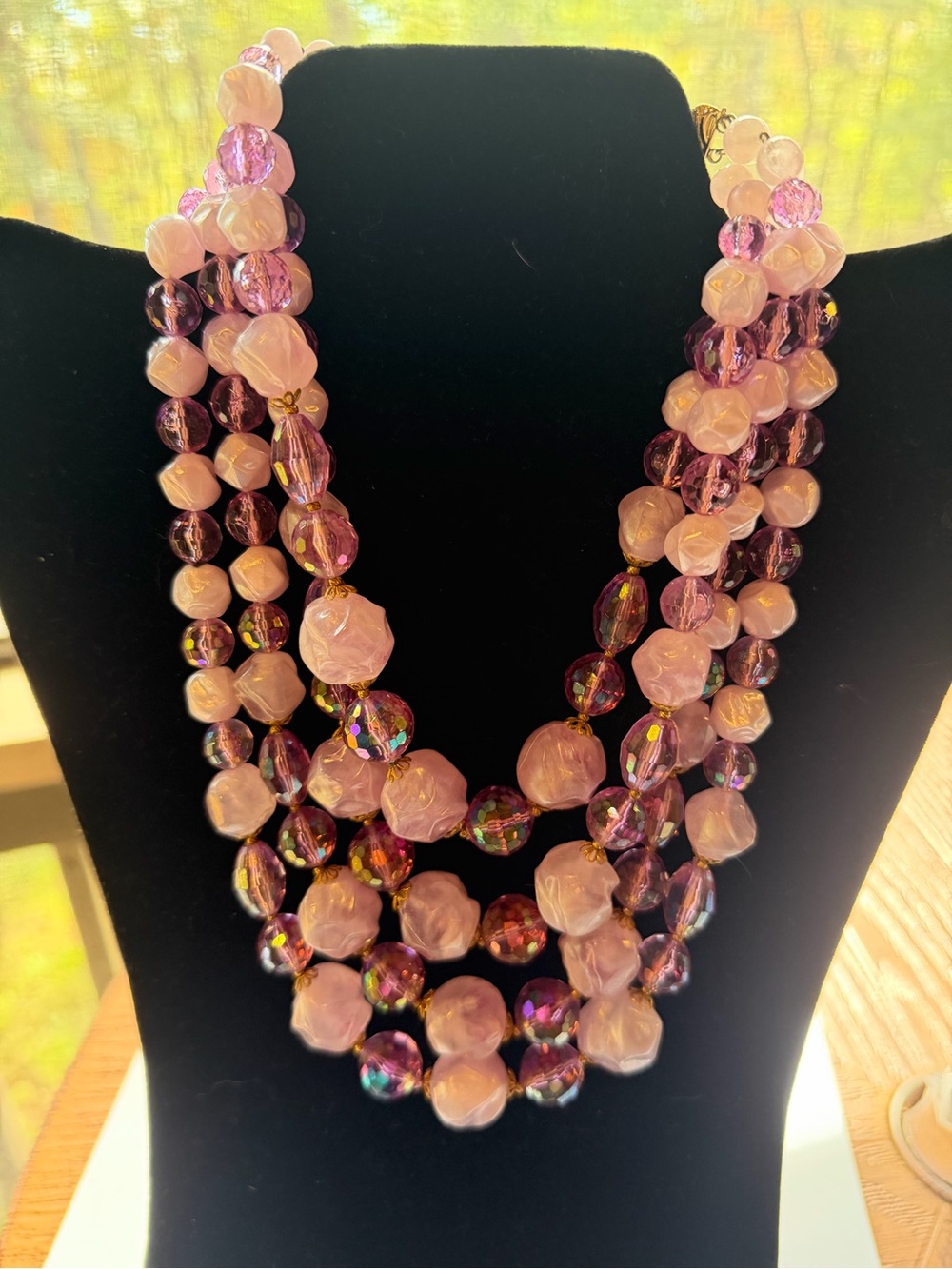 Vintage Pink Multi-Strand Beaded Necklace - Elegant Women's Jewelry